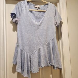Anthropologie eri + ali acid wash peplum asymmetrical hem